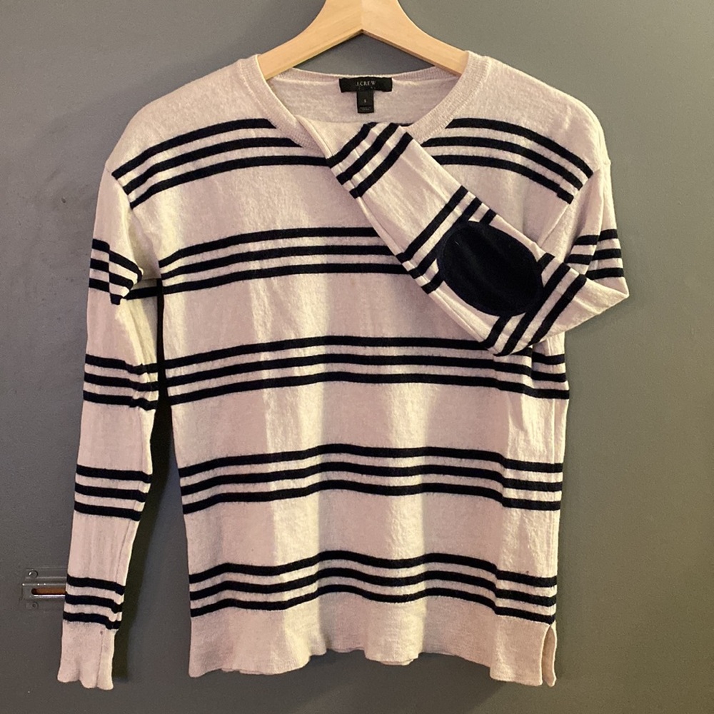 J Crew Elbow Patch Crew Neck Merino Wool Sweater
